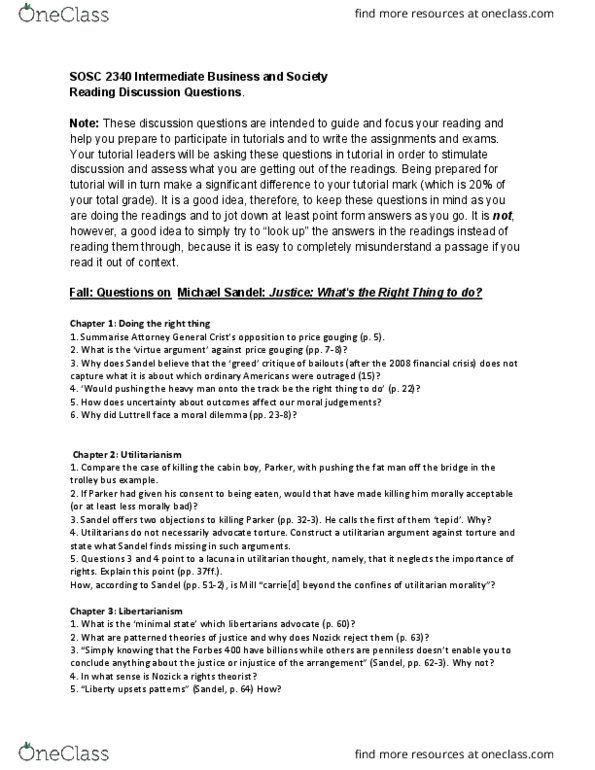 BUSI 3051 Lecture 4: SOSC 2340 Tutorial discussion questions (2) thumbnail