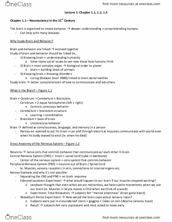 HMB200H1 Chapter Notes - Chapter 1: Brainstem, Epigenetics thumbnail