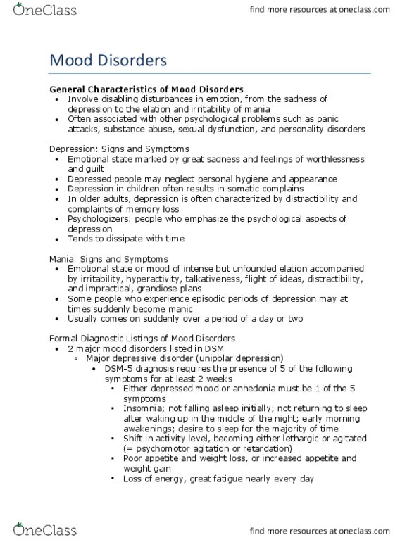 PSY340H5 Chapter Notes - Chapter 8: Seasonal Affective Disorder, Attention Deficit Hyperactivity Disorder, Monoamine Oxidase thumbnail