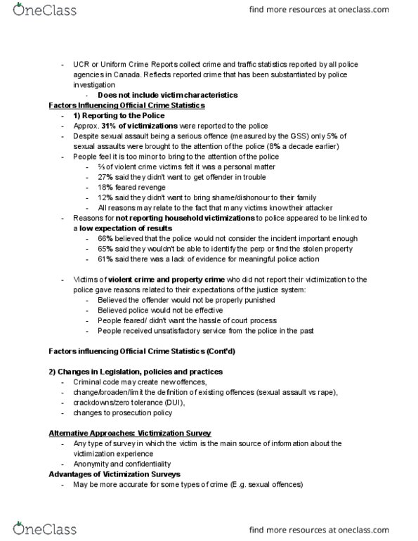 CRM 100 Lecture Notes - Lecture 3: E.G. Time, General Social Survey, Uniform Crime Reports thumbnail