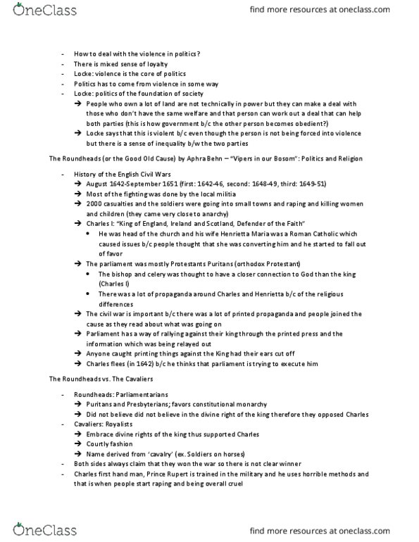 ENGLISH 3G06 Lecture Notes - Lecture 7: Samuel Pepys, Proscenium, Exclusion Crisis thumbnail