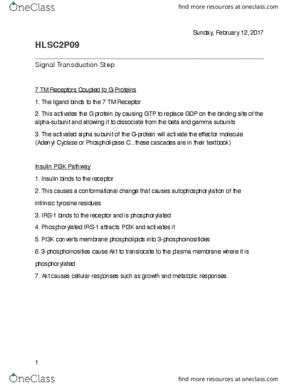 HLSC 2P09 Lecture Notes - Lecture 5: Raf Kinase, Mitogen-Activated Protein Kinase Kinase, Irs1 thumbnail