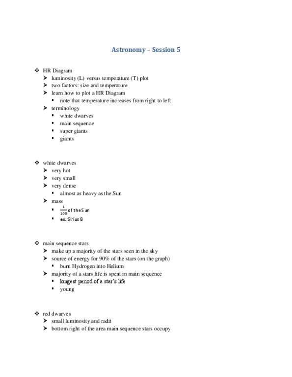 ASTA02H3 Lecture Notes - Apparent Magnitude, Brown Dwarf, White Dwarf thumbnail