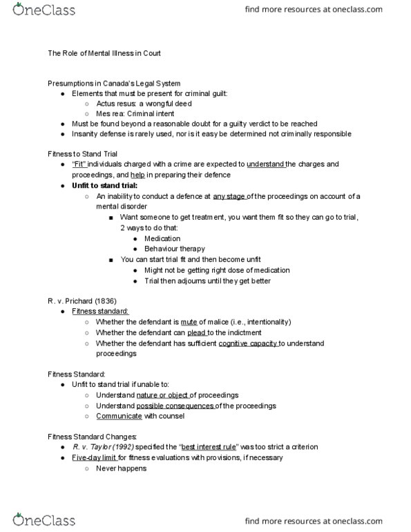 PSY 3173 Lecture 7: chapter 8- Role of Mental Illness in Court thumbnail