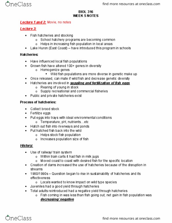 BIOL 316 Lecture 15: BIOL 316 WEEK 5 NOTES thumbnail