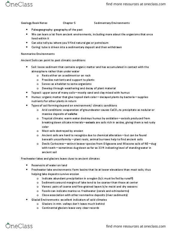 GLY-2250 Chapter 5: Chapter 5- Sedimentary Environments thumbnail