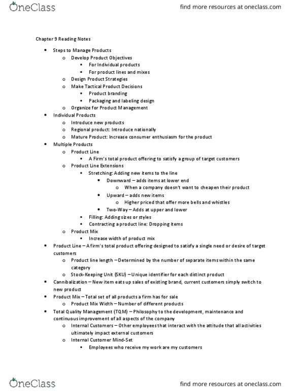 MKT 3310 Lecture Notes - Lecture 9: Hyatt, Umbrella Brand, Private Label thumbnail