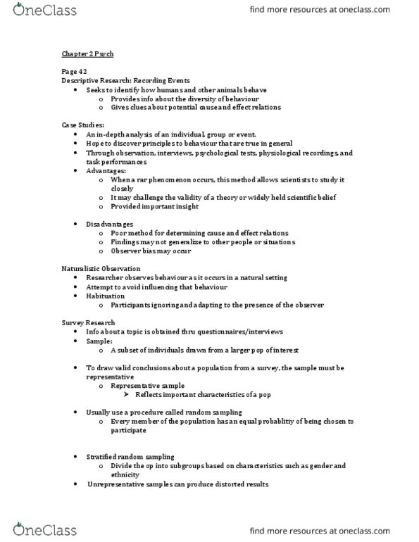 Psychology 1000 Chapter Notes - Chapter 2: Repeated Measures Design, Internal Validity, Confounding thumbnail