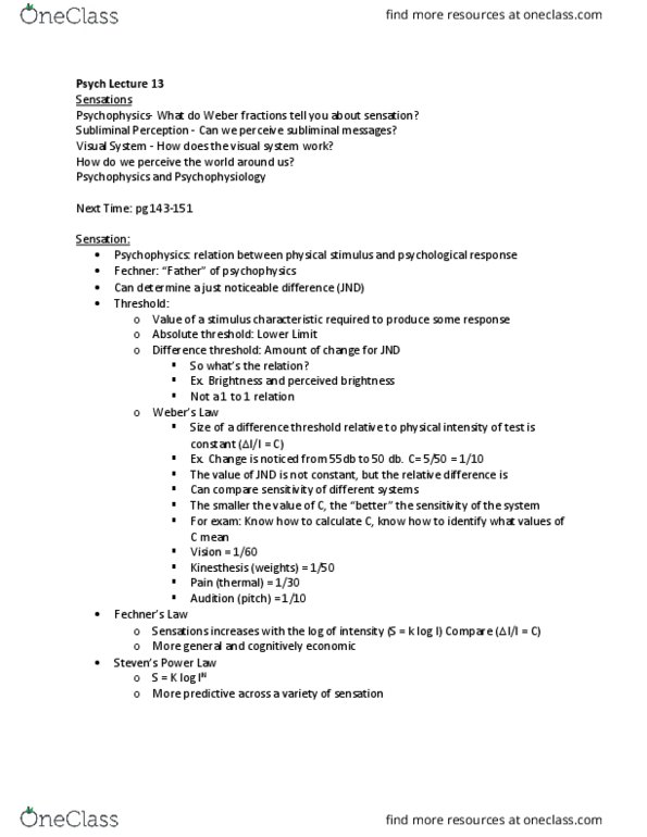 Psychology 1000 Lecture Notes - Lecture 13: Retina, Cornea, Outer Ear thumbnail