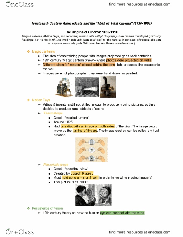 HISTART 2901 Lecture Notes - Lecture 2: Bird Flight, Death Masks, Celluloid thumbnail