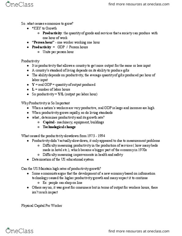 CAS EC 102 Lecture Notes - Lecture 6: Production Function, Human Capital, Technological Change thumbnail