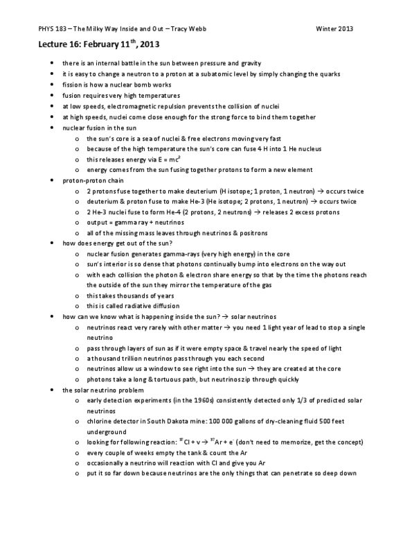 PHYS 183 Lecture Notes - Lecture 16: Neutrino, Nuclear Weapon, Radiation thumbnail