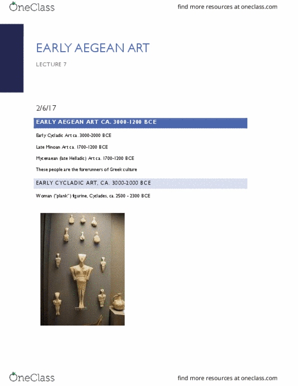 ART 100 Lecture Notes - Lecture 7: Atreus, Tiryns, Lion Gate thumbnail