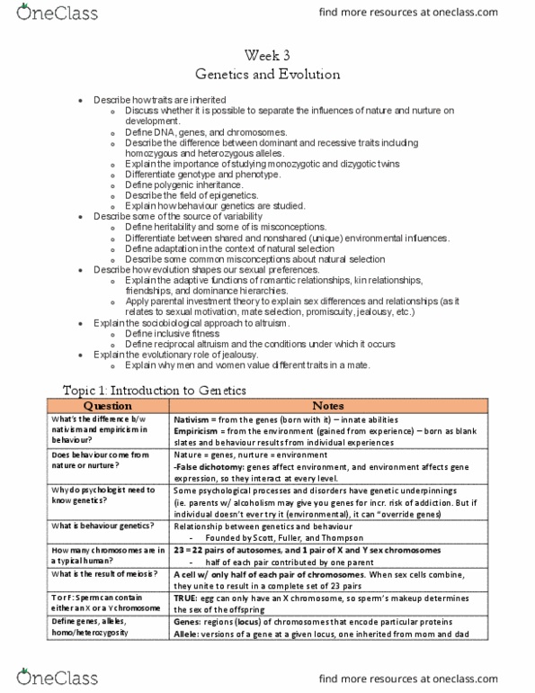 PSYC 100 Lecture Notes - Lecture 3: Fetus, Placenta, Opportunity Cost thumbnail