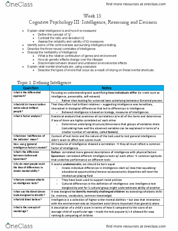 PSYC 100 Lecture Notes - Lecture 13: Representativeness Heuristic, Confirmation Bias, Conjunction Fallacy thumbnail