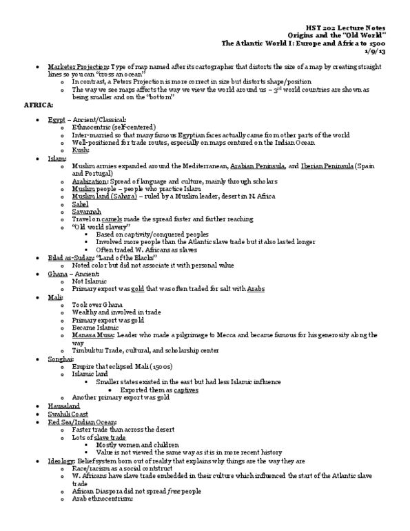 HST 202 Lecture Notes - Feudalism, Bubonic Plague, Ficus Sycomorus thumbnail