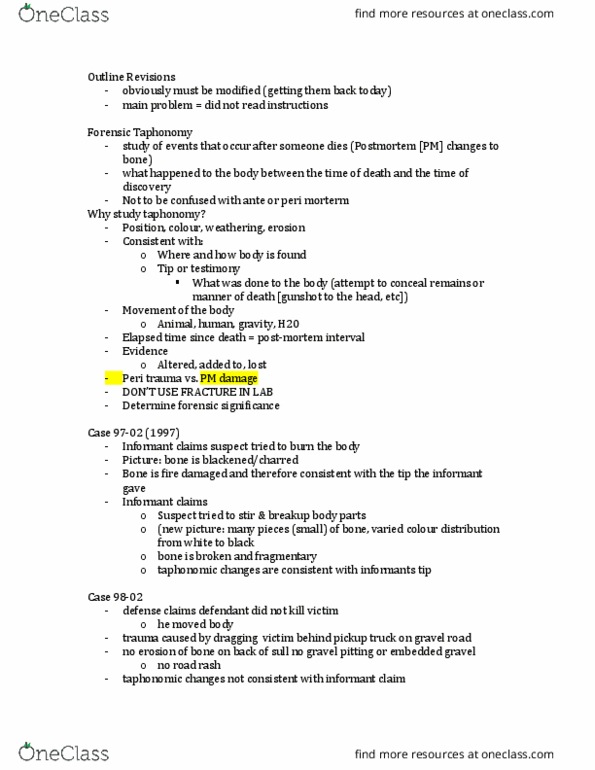 ANT205H5 Lecture Notes - Lecture 12: Adipocere, Dont, Axial Skeleton thumbnail