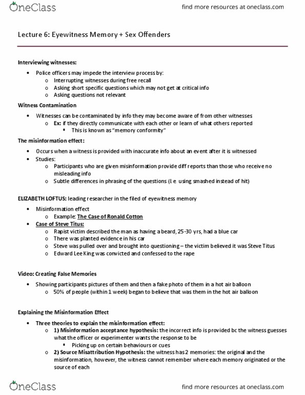 Psychology 2032A/B Lecture 6: Lecture 6 - Sex offenders thumbnail