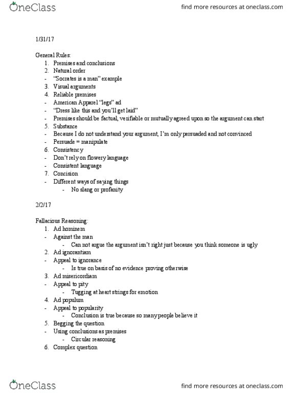 PHIL 110 Lecture Notes - Lecture 3: Moral Relativism, False Dilemma, Ethical Egoism thumbnail