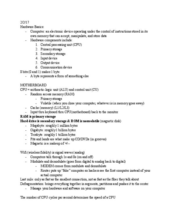 MIS 180 Lecture Notes - Lecture 3: Memory Protection, 3D Printing, Multi-Function Printer thumbnail