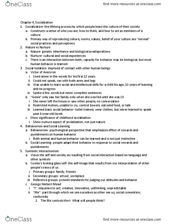 SOC 101 Lecture 4: Chapter 4, Socialization thumbnail