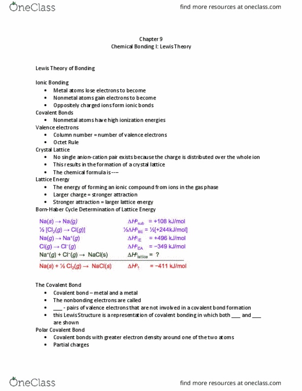 CHE 105 Lecture 9: Chapter 9 thumbnail