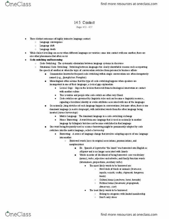 Linguistics 1028A/B Chapter Notes - Chapter 14.5: Lexifier, Tok Pisin, Michif Language thumbnail