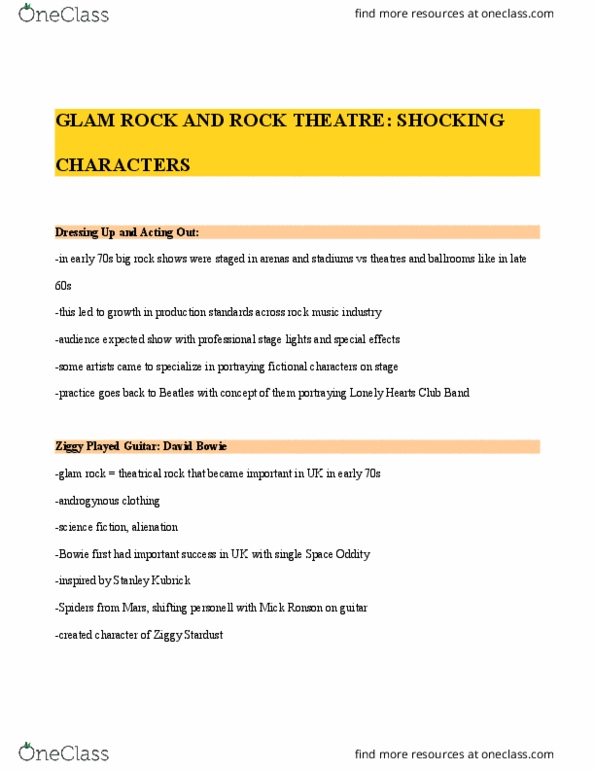 MU121 Chapter Notes - Chapter 8: Blues Rock, Rock Spectacle, Mick Ronson thumbnail