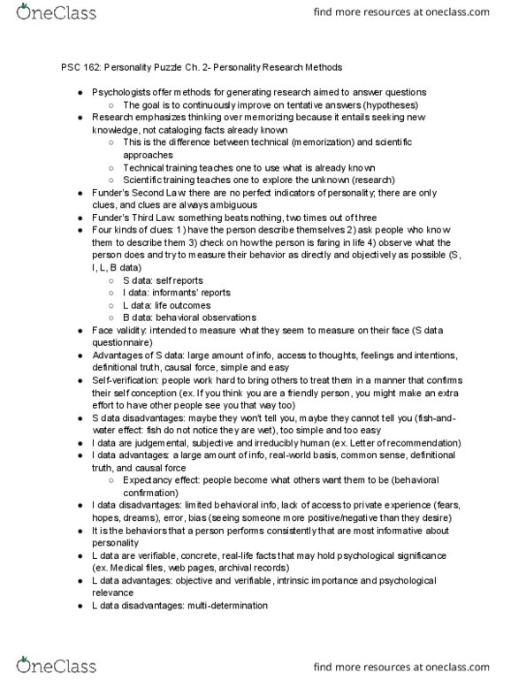 PSC 162 Chapter Notes - Chapter 2: Psychometrics, Statistical Hypothesis Testing, Face Validity thumbnail