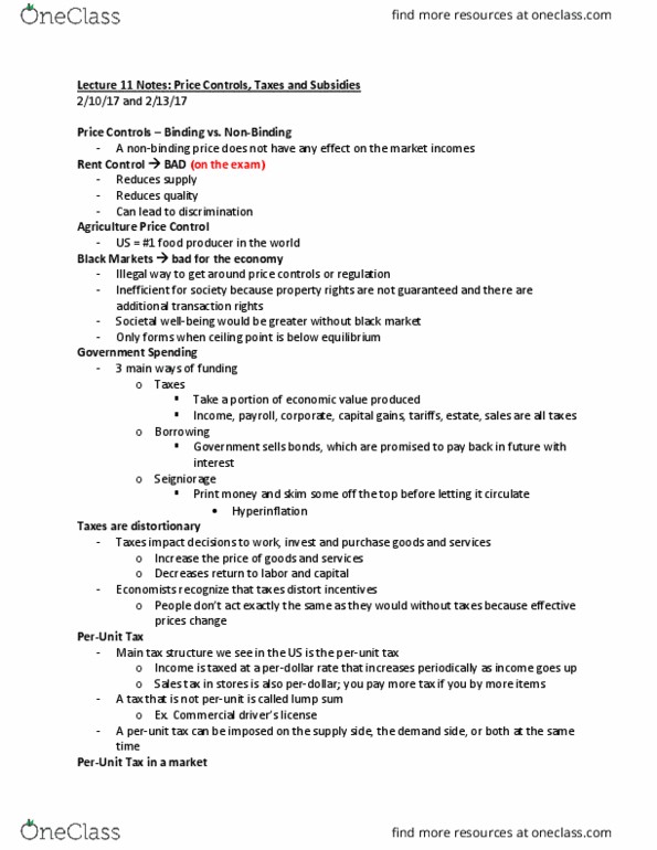 ECON 2010 Lecture Notes - Lecture 11: Demand Curve, Seigniorage, Sales Tax thumbnail