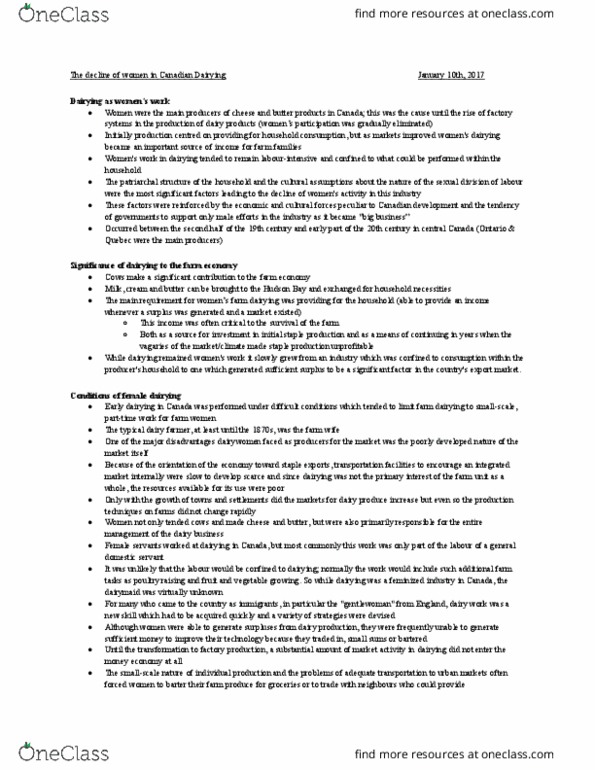 LABRST 1A03 Chapter Notes - Chapter 1: Cheesemaking, Creamery, Silage thumbnail