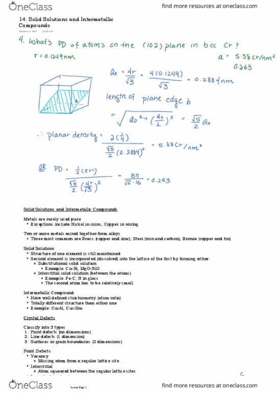 MAT E202 Lecture Notes - Lecture 14: Burgers Vector, Intermetallic, Stoichiometry thumbnail