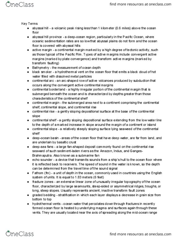 BIO-240 FA5 Chapter Notes - Chapter 3: Gravity Current, Turbidite, Pillow Lava thumbnail