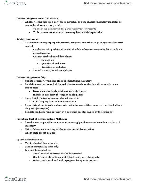 ACCT 1220 Lecture Notes - Lecture 9: Retained Earnings, Inventory Turnover, Write-Off thumbnail