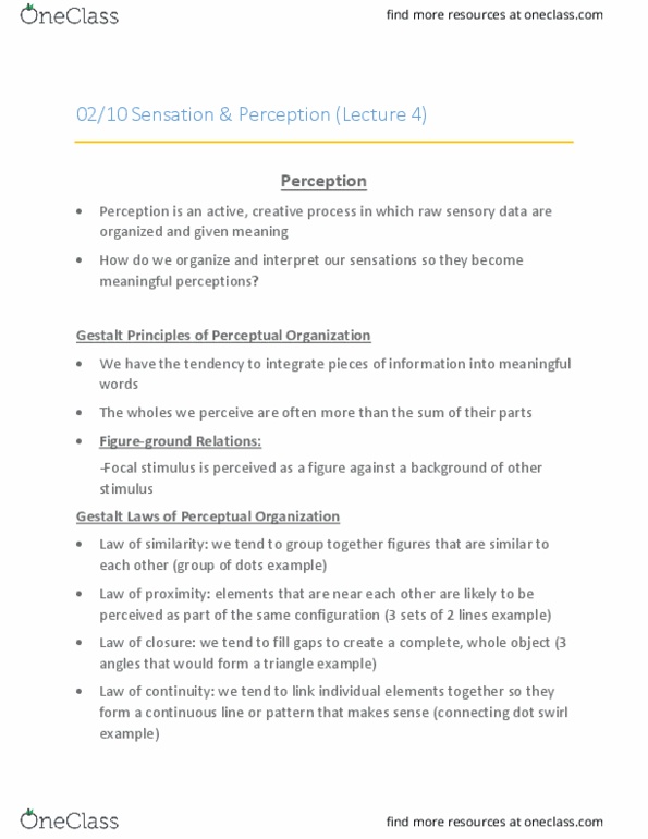 PSY 100 Lecture Notes - Lecture 4: Microsoft Onenote thumbnail