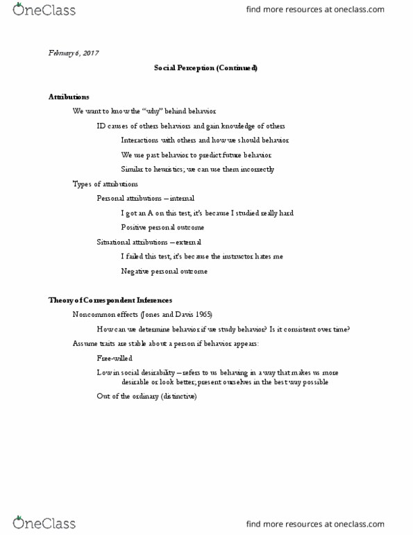 PSY 315 Lecture Notes - Lecture 9: Belief Perseverance, Social Desirability Bias thumbnail