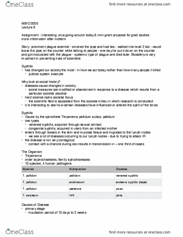 MBIO 3000 Lecture Notes - Lecture 8: Condom, Gram-Negative Bacteria, Haemagogus thumbnail