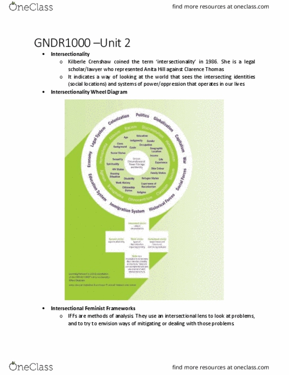 GNDR 1000 Lecture Notes - Lecture 2: Microsoft Powerpoint, Anita Hill, Intersectionality thumbnail