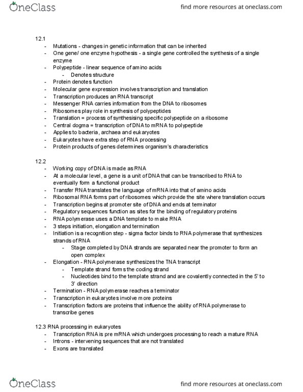 BIOL 2002 Chapter Notes - Chapter 12: Antibiotics, Transfer Rna, Ribose thumbnail