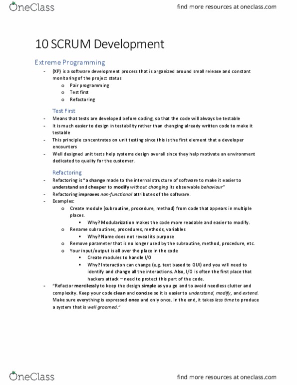 CIS 2250 Lecture Notes - Lecture 10: Software Development Process, Subroutine, Pair Programming thumbnail