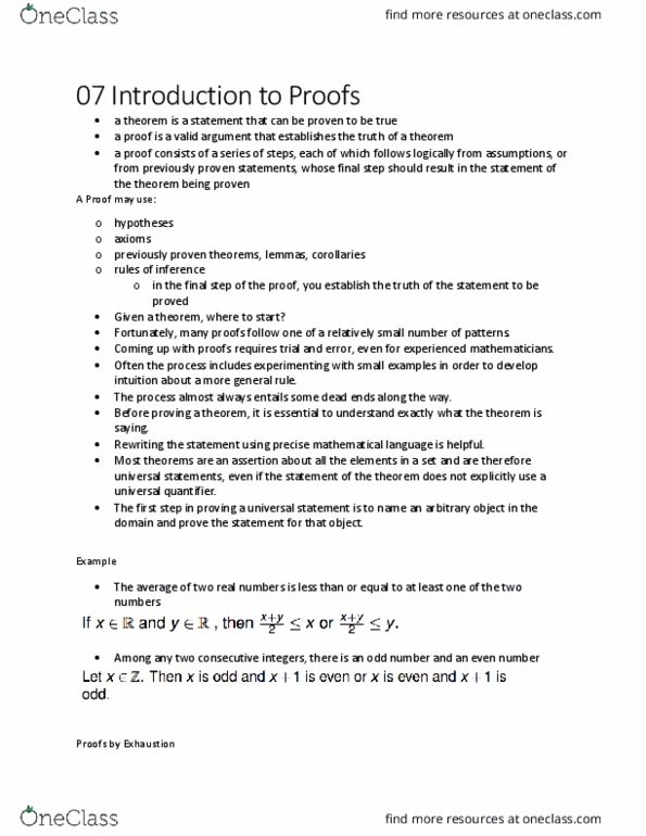 CIS 1910 Lecture Notes - Lecture 7: List Of Theorems, Contraposition thumbnail