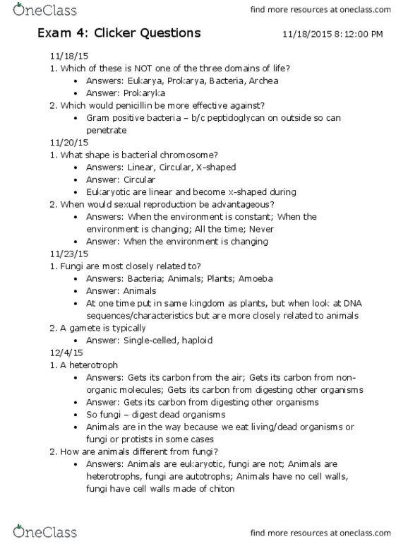 BIO 148 Lecture Notes - Lecture 16: Gram-Negative Bacteria, Asexual Reproduction, Gene Duplication thumbnail