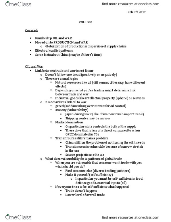 POLI 360 Lecture Notes - Lecture 11: North American Free Trade Agreement, Glossary Of Patience Terms, Comparative Advantage thumbnail