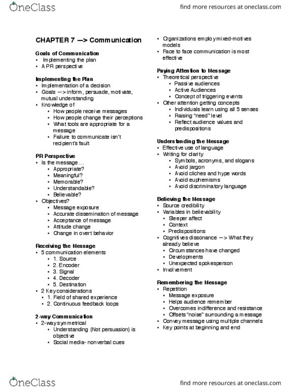 ADV 260 Lecture Notes - Lecture 7: Attitude Change, Jargon thumbnail