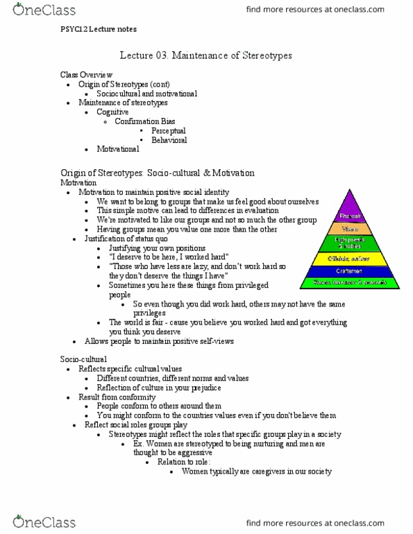 PSYC12H3 Lecture Notes - Lecture 3: Social Comparison Theory, Confirmation Bias, Forego thumbnail