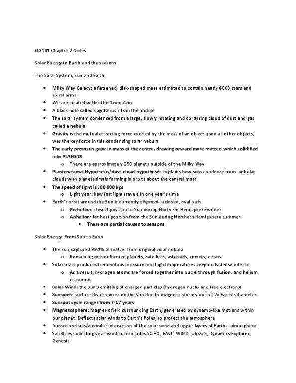 GG101 Chapter Notes - Chapter 2: Outgoing Longwave Radiation, Orbit, Sphericity thumbnail