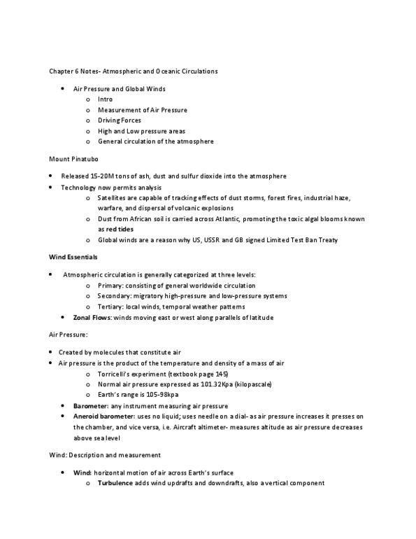 GG101 Chapter Notes - Chapter 6: Jet Stream, Polar Front, Subtropics thumbnail