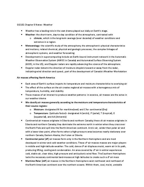 GG101 Chapter Notes - Chapter 8: Cyclogenesis, Fujita Scale, Intensify thumbnail