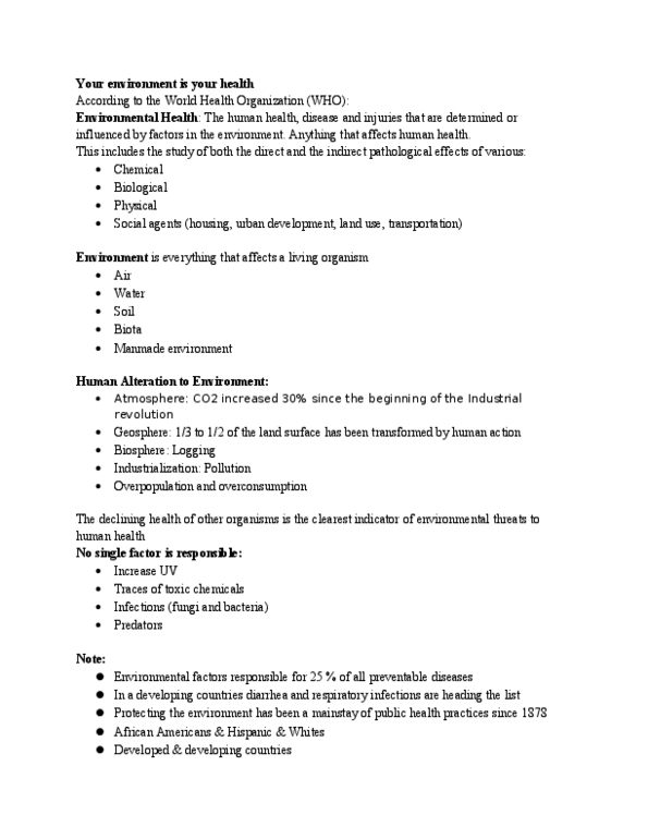 EESA10H3 Lecture Notes - Carcinoma, Amnesia, Chisso thumbnail