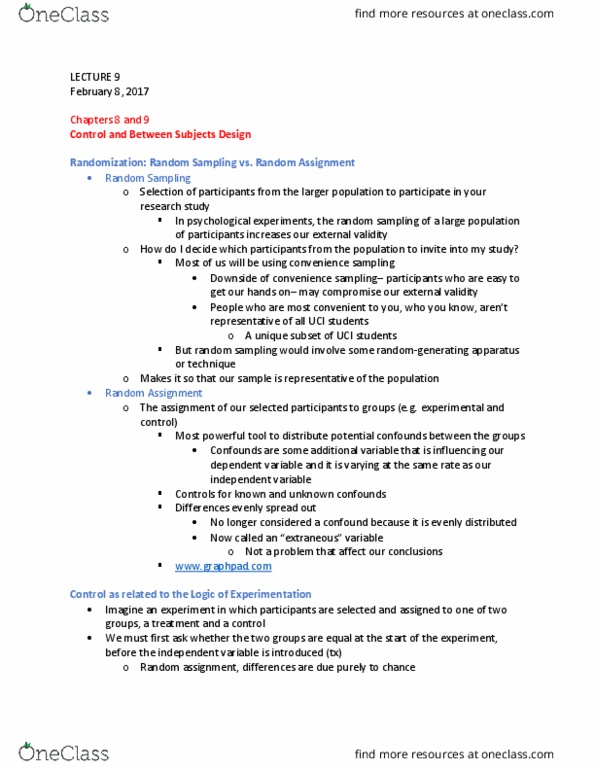 SOCECOL 10 Lecture 9: Control and Between Subjects Design (02/08/17) thumbnail